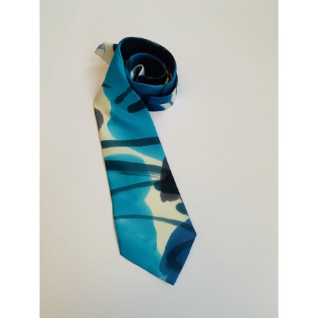 cravate soie bleu